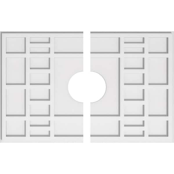Ekena Millwork 32 in. W x 21-3/8 in. H x 6 in. ID x 1 in. P Beaux Architectural Grade PVC Contemporary Ceiling Medallion (2-Piece)