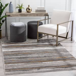 Verity Makai Grey 3 ft. 11 in. x 5 ft. 3 in. Modern Abstract Stripe Area Rug