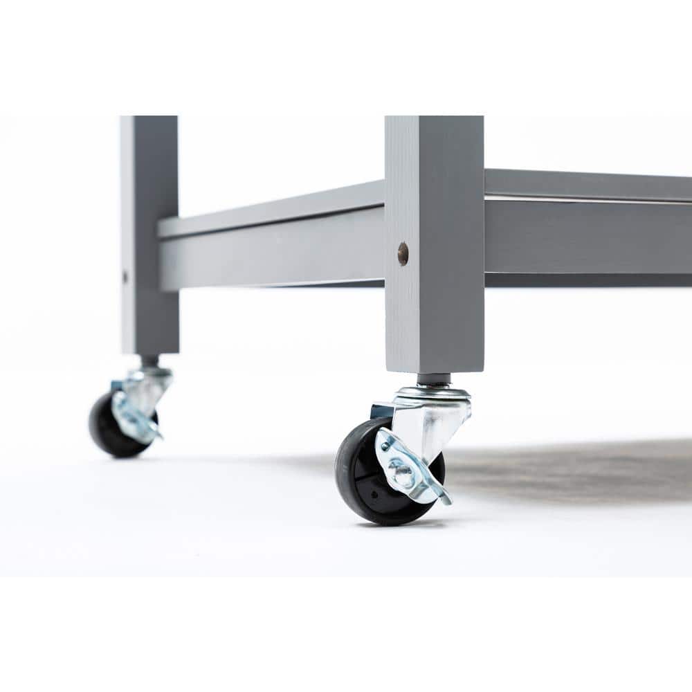 Gray Stainless Steel Top Kitchen Cart with Storage