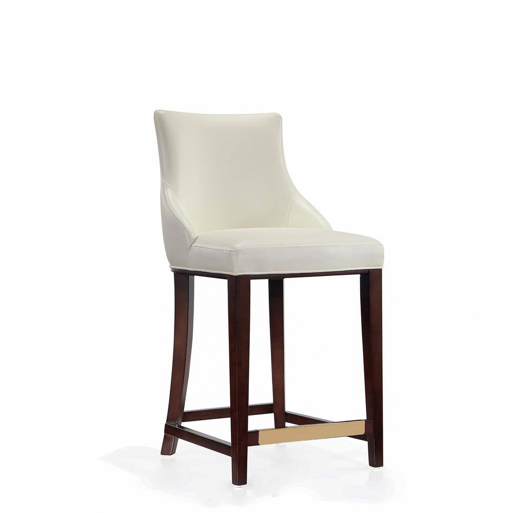 Ivory Leatherette Upholstered Counter Stool with Beech Wood Legs