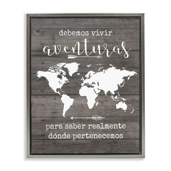 Stupell Industries Our Adventure Translation by Lettered and Lined Gray Floater Frame Typography Graphic Art Print 21 in. x 17 in.