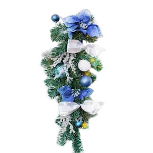 2.3 ft. Christmas Teardrop Swag Pre-Lit Wreath Artificial Christmas Garland Xmas Hanging Door (Set of 2)