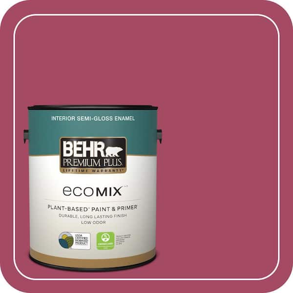 1 gal. #120D-5 Glazed Raspberry Semi-Gloss Enamel EcoMix Plant-Based Interior Paint & Primer