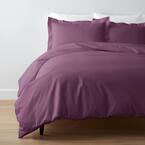Company Cotton Grape Solid 300-Thread Count Cotton Percale King Duvet Cover