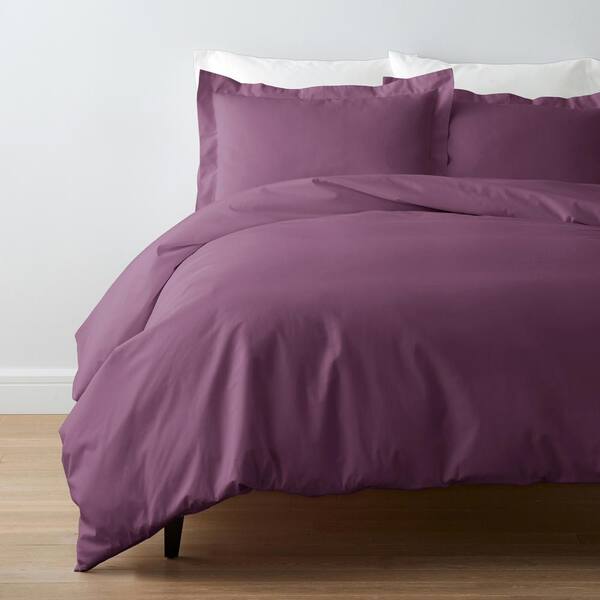 The Company Store Company Cotton Grape Solid 300-Thread Count Cotton Percale King Duvet Cover