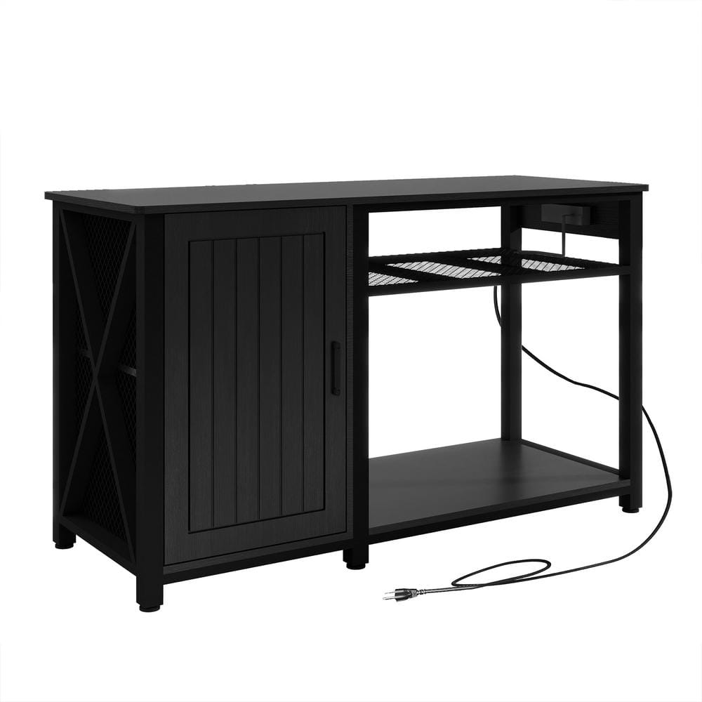Black 31.5 in. H 55-75 Gal. Heavy Duty Metal Aquarium Stand with Power Outl