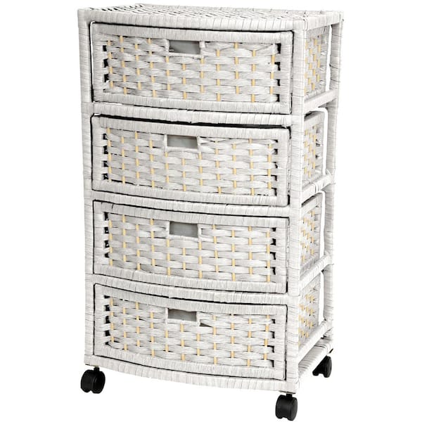 Oriental Furniture 4-Drawer White Natural Fiber Trunk