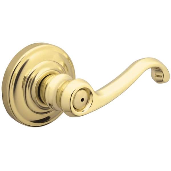 Schlage Callington Bright Brass Privacy Bed and Bath Lever