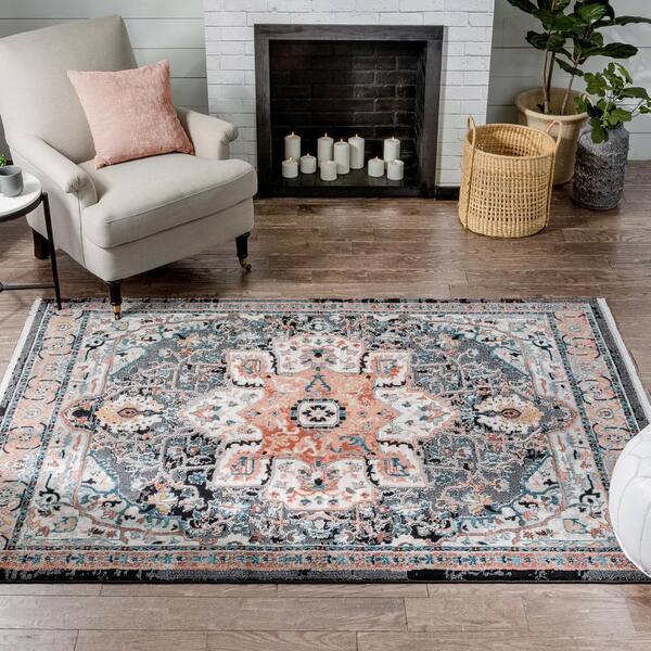 Well Woven Indira Minos Black Vintage Bohemian Oriental Floral 5