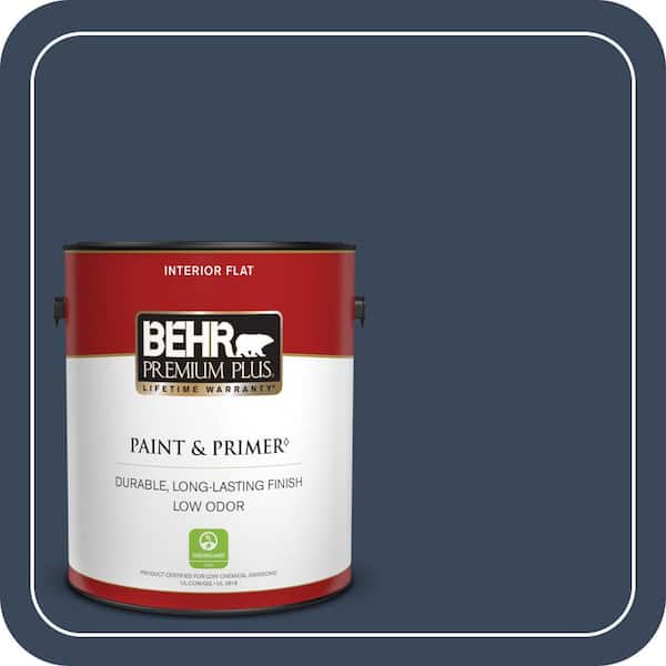 BEHR PREMIUM PLUS 1 gal. #M500-7 Very Navy Flat Low Odor Interior Paint & Primer