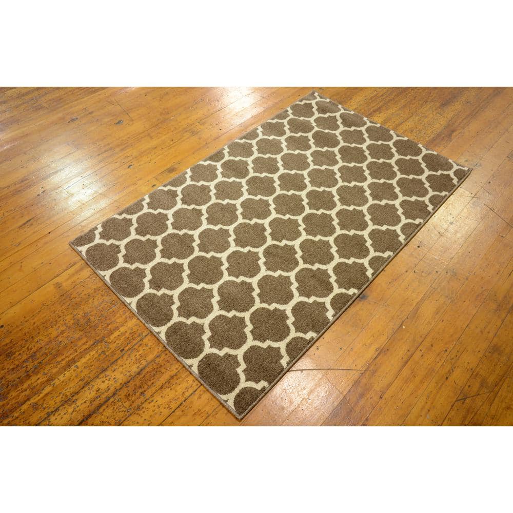 Elegant Brown Trellis Rectangular Indoor Area Rug