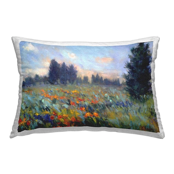 Stupell Industries Meadow Flower Field Multi-Color Rectangular Outdoor Throw Pillow