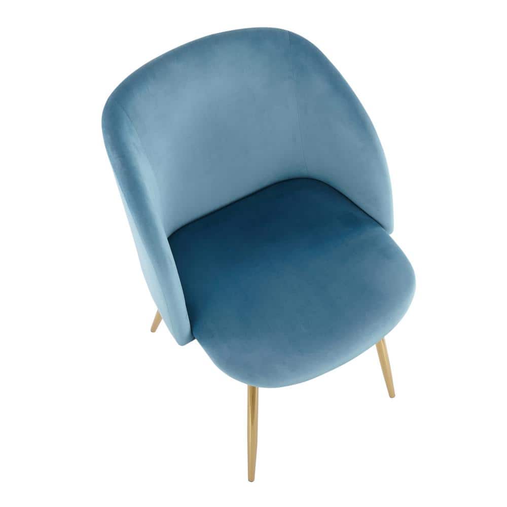 Elevated Elegance Gold Steel & Light Blue Velvet Dining Chair Pair