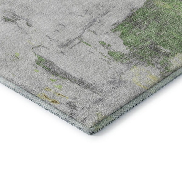 Mayfield Premium Machine Washable Abstract AMF1978 Aloe 3 ft. x 5 ft. Area Rug