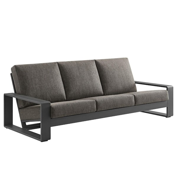 Lirienne Aluminum Outdoor Sofa Outdoor Patio SofaWeather-Resistant Patio Couch with Cushions in Smoke Gray
