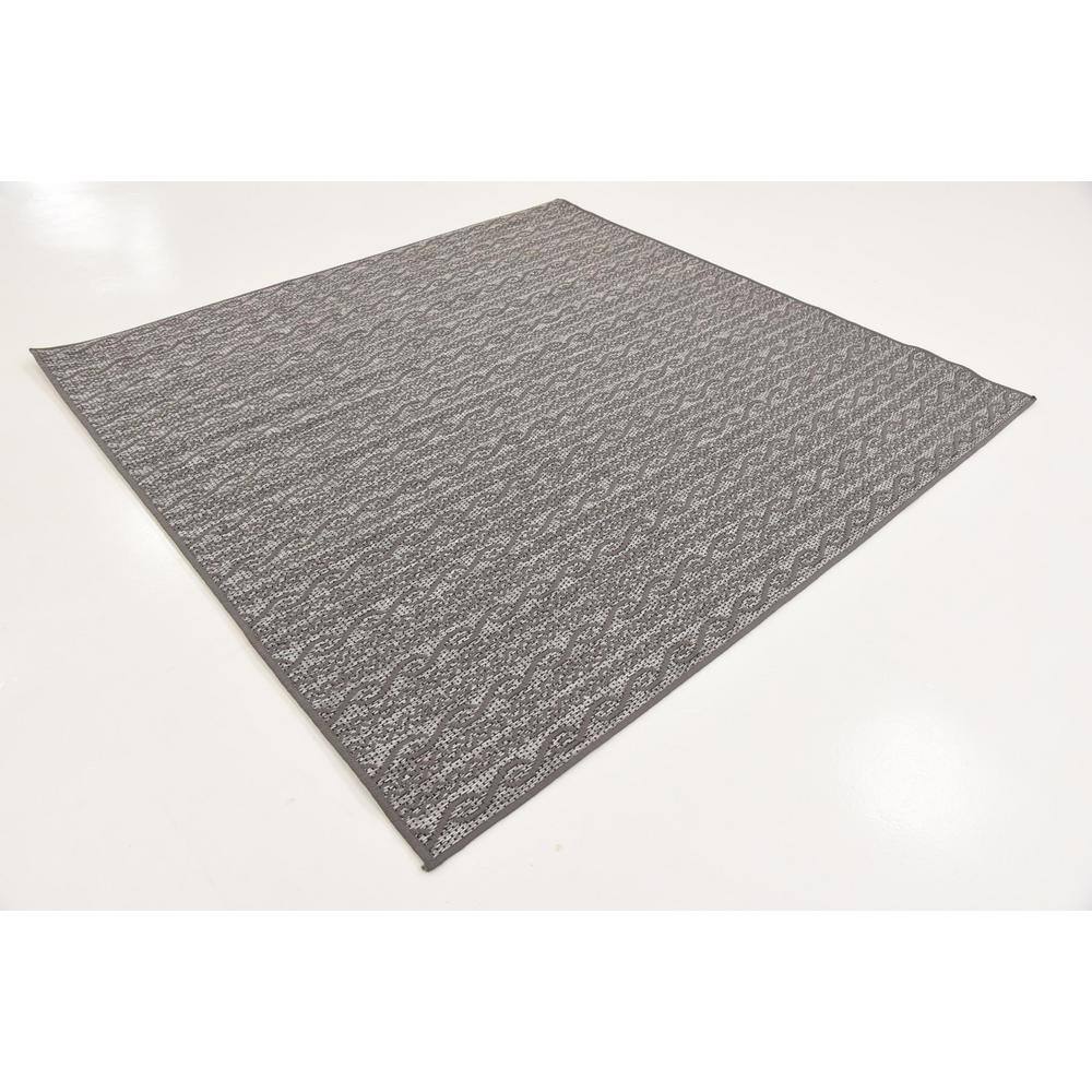 Easy-Care Reversible Gray Stripe Outdoor Square Rug 6'x6'