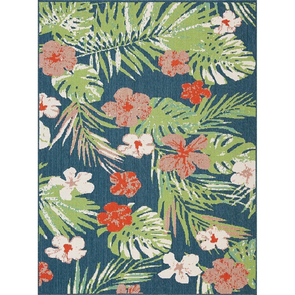 NATCO HOME Backyard Bungalow Navy/Red 7 ft. 7 in. x 10 ft. Rainforest