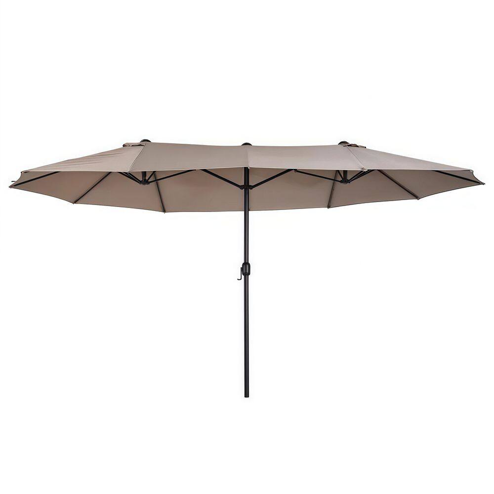 15 ft. Double-Sided Rectangular Patio Umbrella in Tan White with Crank, Extra Large for Deck Lawn Backyard Pool price history on PriceWatchPro