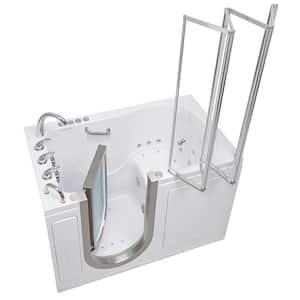 Elite 52 in. Walk-In Whirlpool and Air Bath Bathtub in White with Left Door, Fast Fill Faucet, Dual Drain, Shower Screen