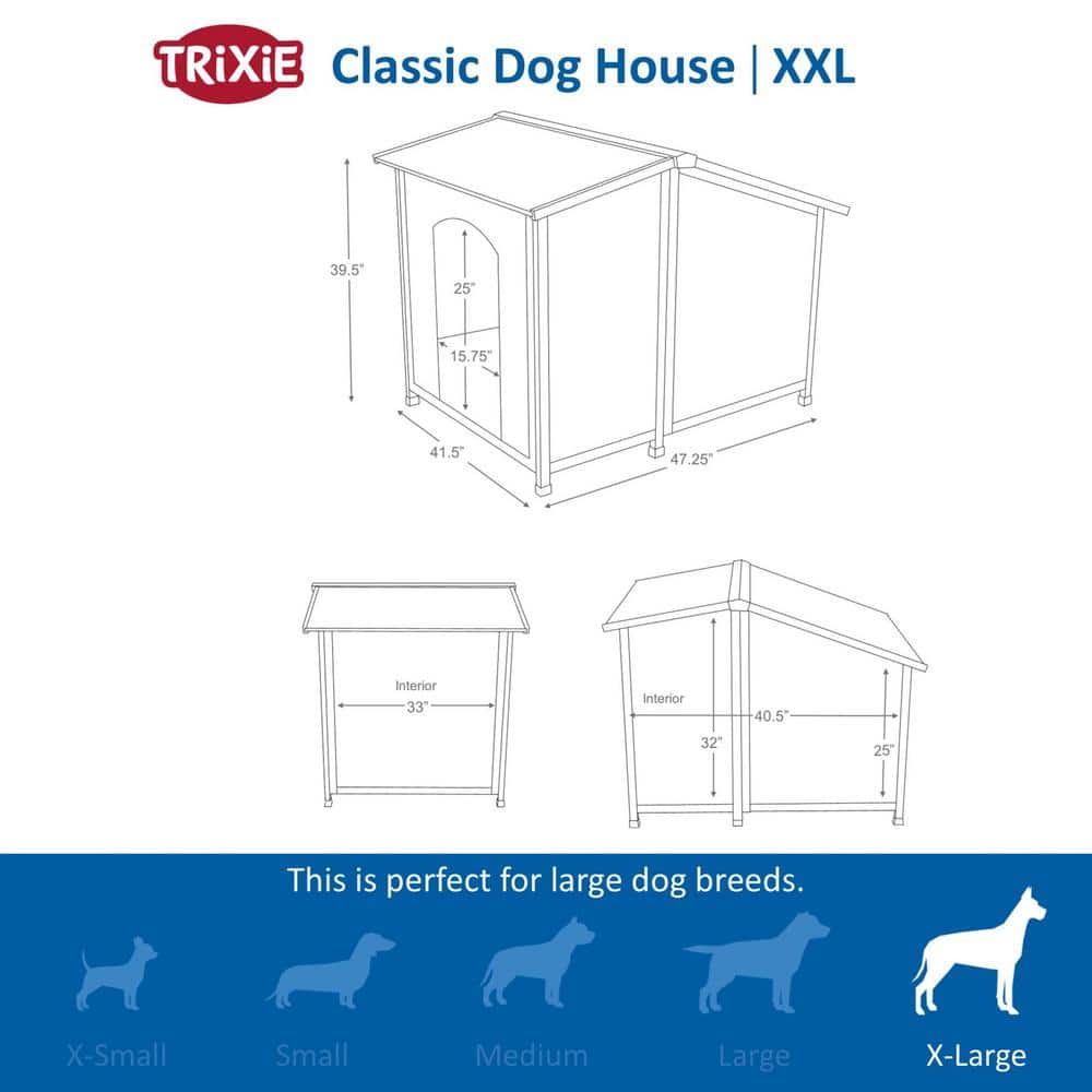 XXL Brown Pine Raised Floor Outdoor Dog House