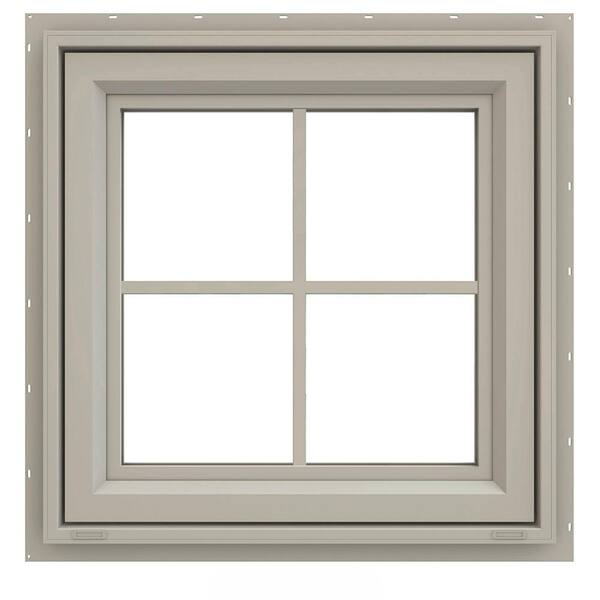 JELD-WEN 23.5 in. x 23.5 in. V-4500 Series Desert Sand Painted Vinyl Awning Window with Colonial Grids/Grilles