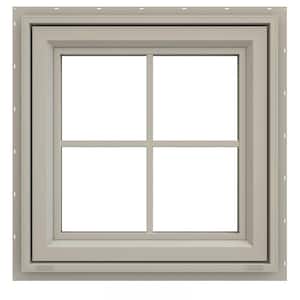 23.5 in. x 23.5 in. V-4500 Series Desert Sand Vinyl Awning Window with Colonial Grids/Grilles