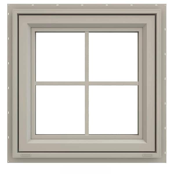 JELD-WEN 23.5 in. x 23.5 in. V-4500 Series Desert Sand Vinyl Awning Window with Colonial Grids/Grilles