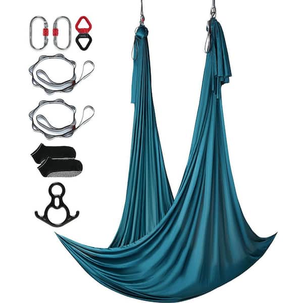 SKYSHALO Aerial Silk and Yoga Swing, 11 Yards, Aerial Yoga Hammock Kit with 100gsm Nylon Fabric, Full Rigging Hardware, Green