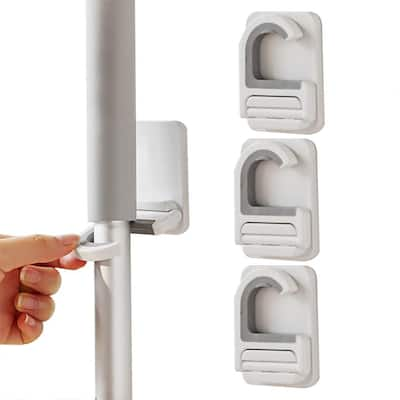 Oumilen (2-Pack) Mop & Broom Holder Wall Mounted Metal Tool Storage  Organizer Rack, Silver, 4 Slots & 5 Hooks PSHK099 - The Home Depot