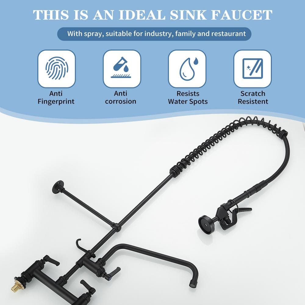 Matte Black Stainless Steel Pull-Down Kitchen Faucet with Spray
