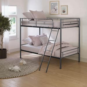 Alua Black Twin Over Twin Bunk Bed with Full Metal Construction