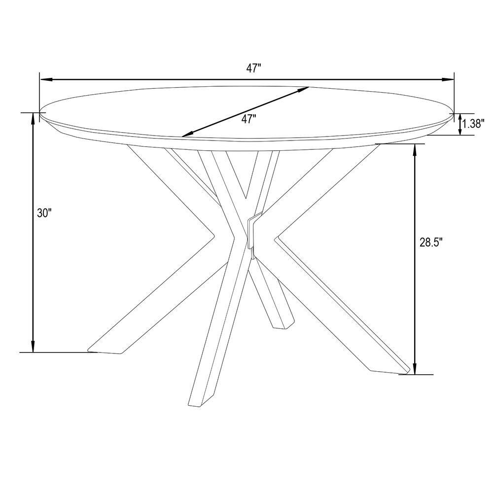 Reclaimed Wood Round Dining Table with Geometric Metal Base