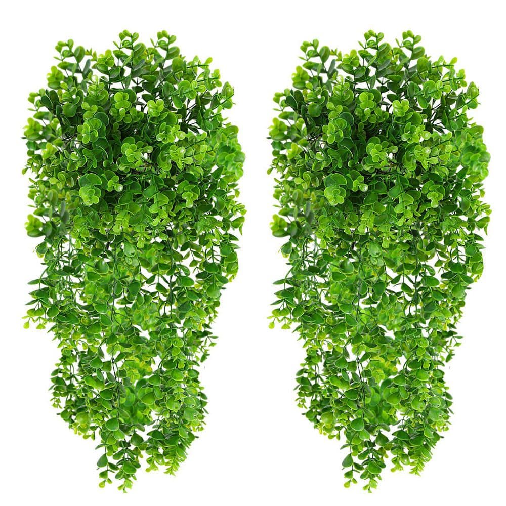 3.6 ft. Green Artificial Hanging Plant, 2-Pieces Fake Eucalyptus Vine
