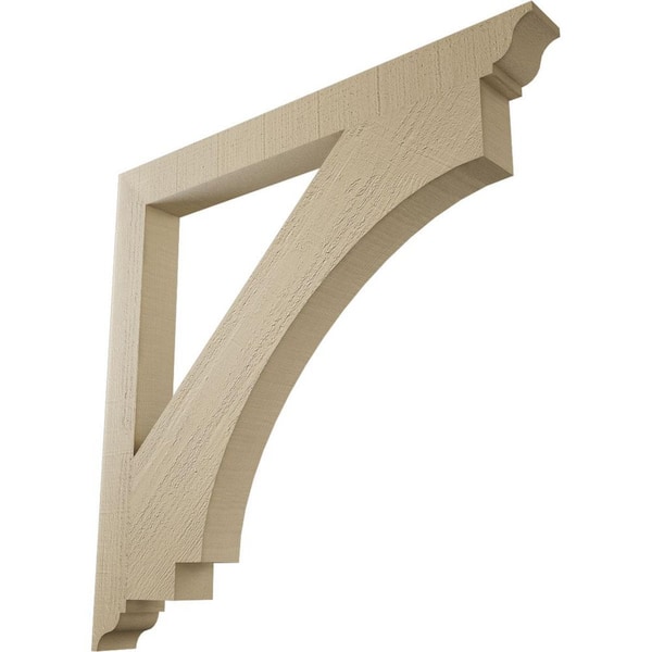 Ekena Millwork 3.5 in. x 36 in. x 36 in. Imperial Traditional Rough Cedar Woodgrain Timberthane Polyurethane Bracket, Primed Tan