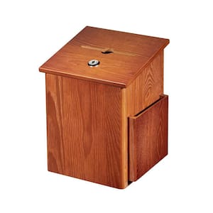 Squared Wood Locking Suggestion Box, Medium Oak with Suggestion Cards