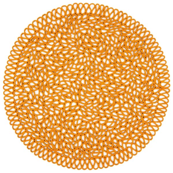 Novelty 5 ft. x 5 ft. Round Orange/Green Double Sided Woven Area Rug