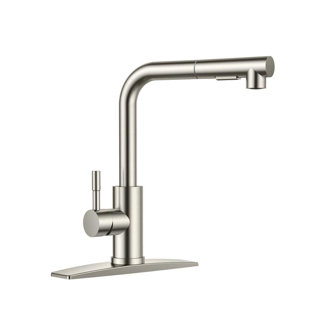 Single Handle Pull Down Sprayer Kitchen Faucet with Deckplate Pull Out Spra