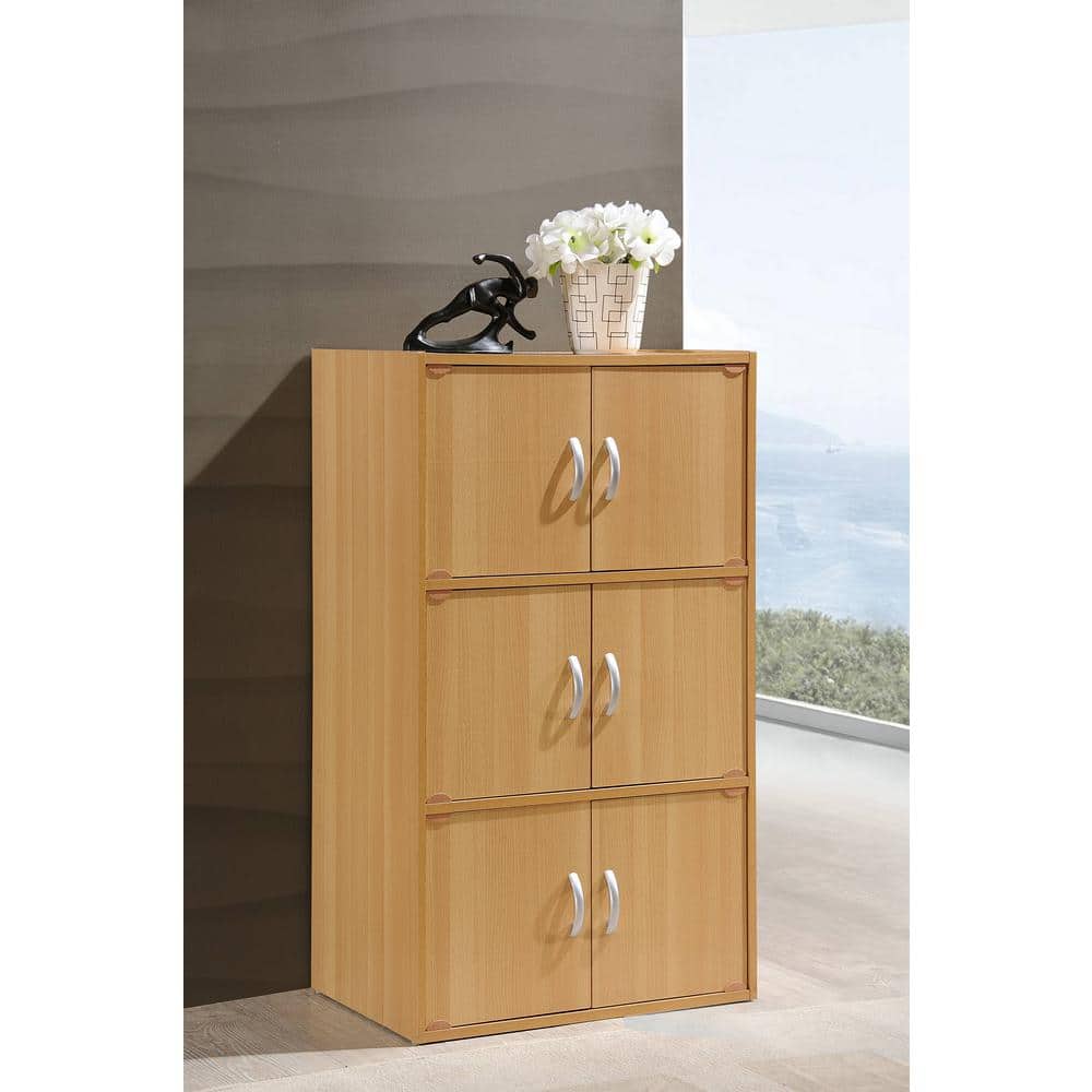 Beech Wood 6-Door Lockable Office Storage Cabinet