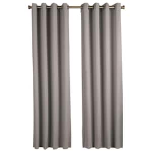 Grey Polyester Solid 56 in. W x 84 in. L Grommet Blackout Curtain