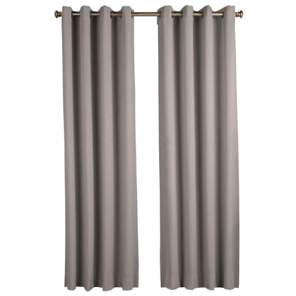Grey Polyester Solid 56 in. W x 84 in. L Grommet Blackout Curtain