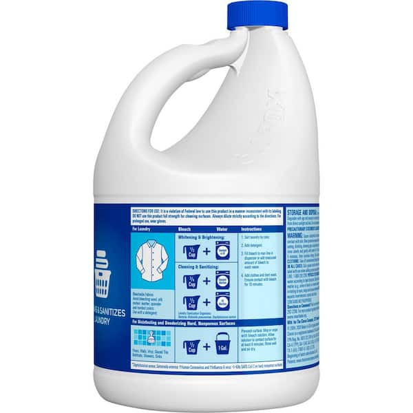 Bleach Liquid Cleaner for Laundry and Bathroom, Regular Bleach, 121 oz.  Bottle - Bundled With Microfiber Cleaning Towel + 1 Dual-Sided Sponge