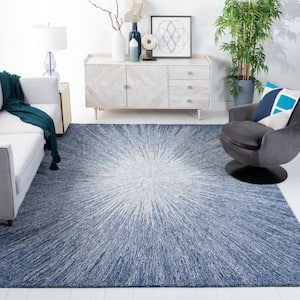 Micro-Loop Blue 8 ft. x 10 ft. Gradient Solid Color Area Rug
