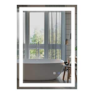 Hans 20 in. W x 28 in. H Medium Rectangular Steel Frameless Dimmable Wall Mounted Bathroom Vanity Mirror in Silver