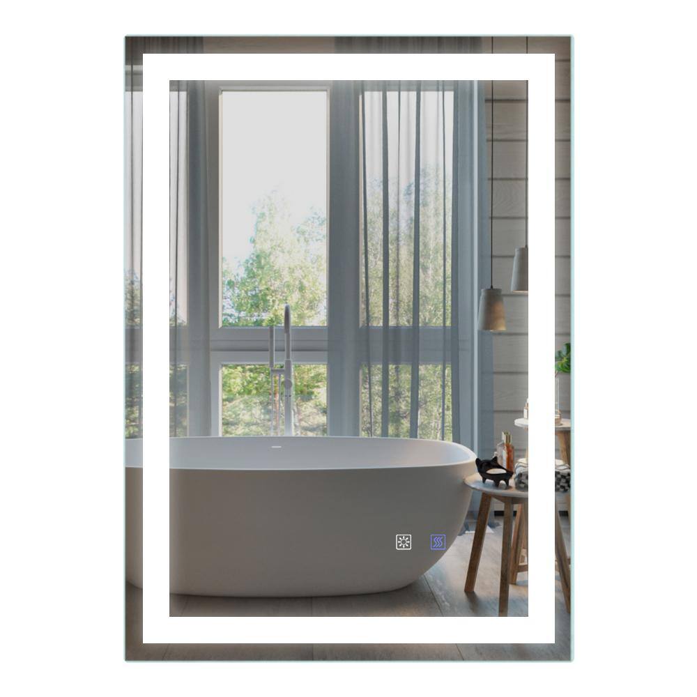 Hans 24 in. W x 36 in. H Medium Rectangular Steel Frameless Dimmable Wall Mounted Bathroom Vanity Mirror in Silver price history on PriceWatchPro