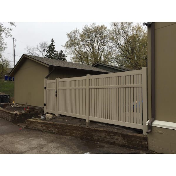 Weatherables Huntington 3.8 ft. x 5 ft. Khaki Vinyl Semi-Privacy Fence Gate Kit