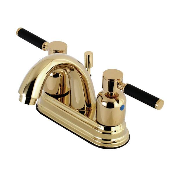 Kingston Brass Kaiser 4 in. Centerset 2-Handle Bathroom Faucet in Polished Brass