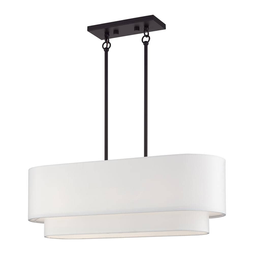 LiLichan⚐︎38 Livex Lighting Manorwood 3-Light Bronze Linear Chandelier