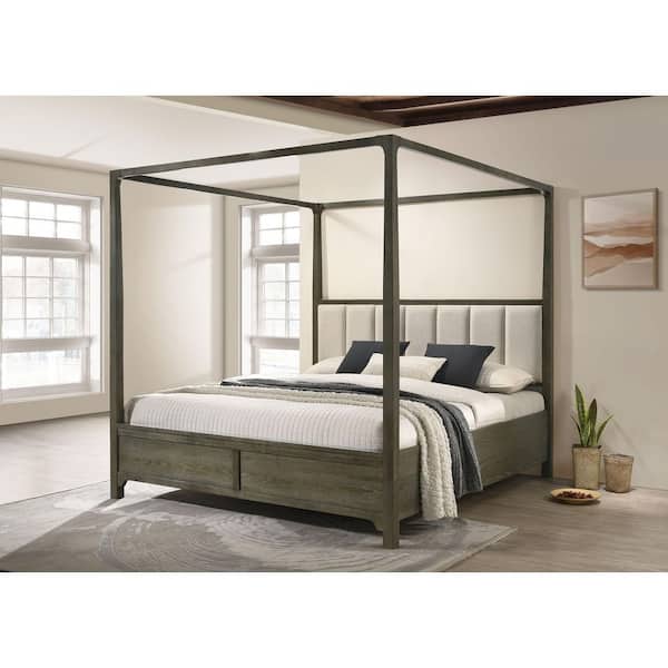 Coaster Gran Park Dark Cocoa and Beige Wood Frame California King Canopy Panel Bed