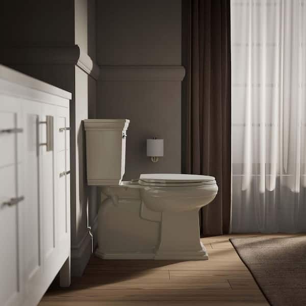 KOHLER Brevia Elongated Closed Front Toilet Seat with Q2 Advantage in Almond