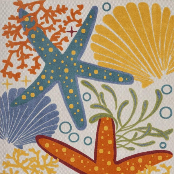 Blue, Yellow 10 ft. x 13 ft. Woven Polypropylene Indoor/Outdoor Area Rug